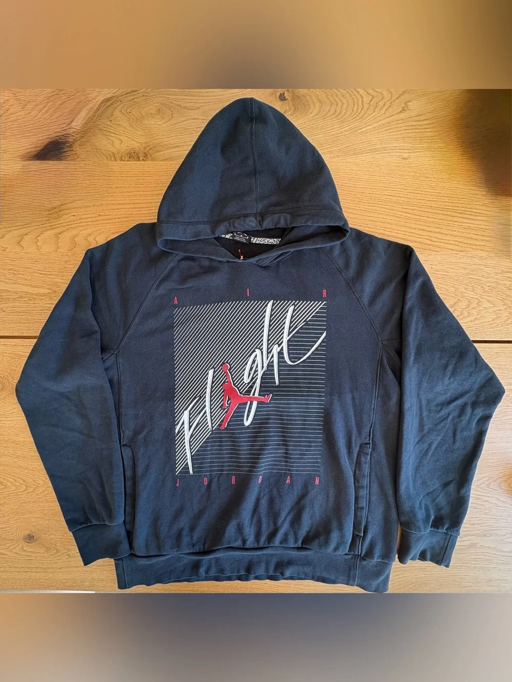 Nike Air Jordan Flight Hoodie Mens Size L Black Pullover Jumpman Sweatshirt